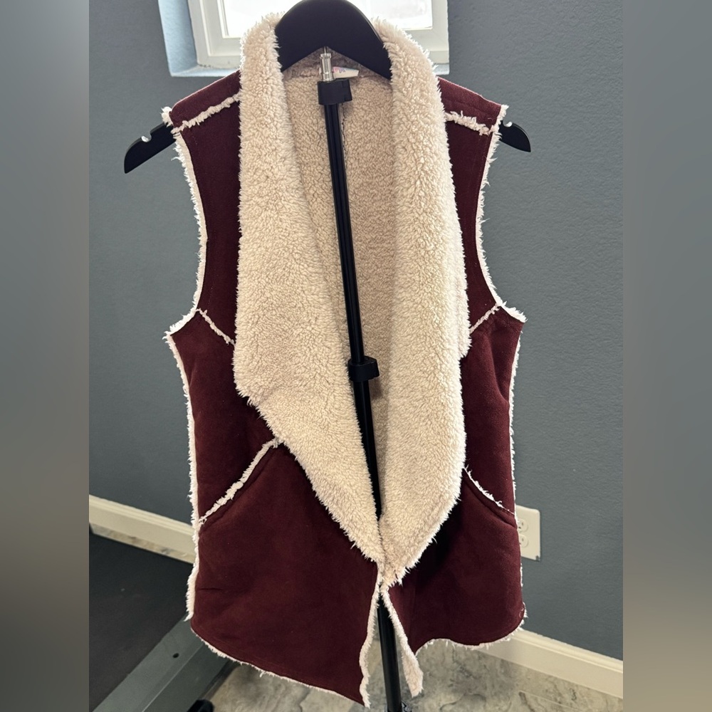 LuLaRoe Maroon Sherpa-Lined Vest